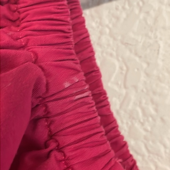 Express Women’s Peplum Top Small Hot Pink Cross Front Smock Back Balloon Sleeve - Picture 10 of 14